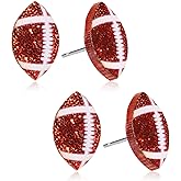 2 Pairs Football Earrings For Women Glitter Acrylic Sports Earrings Soccer Football Stud Earrings Accessorie Dangle Earrings Sport Ball Jewelry For Game Day Baseball Sport Fan Gift