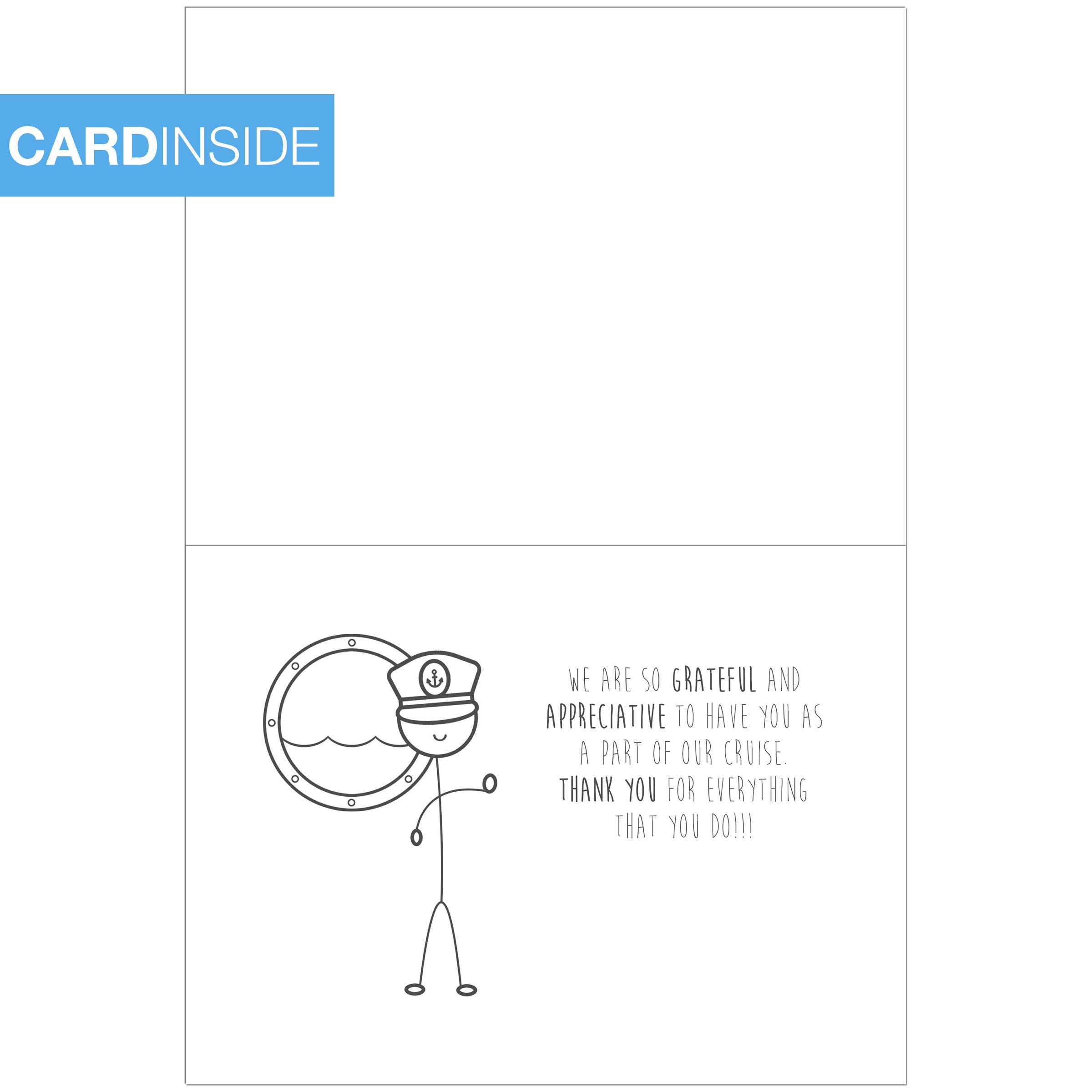 Cruise On Cruise Staff Thank You Cards (6 Pack), Elegant Appreciation Cards for Crew, Servers & Hosts, Premium Quality, Blank Inside for Personalized Messages, Cruise Gift