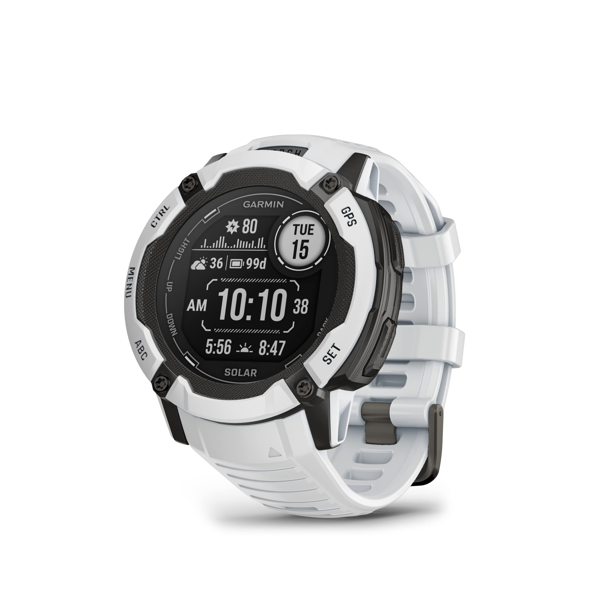 Garmin Instinct 2X Solar, Rugged GPS Smartwatch, Built-in Flashlight, Solar Charging Capability, Multi-Band GNSS, Whitestone Image