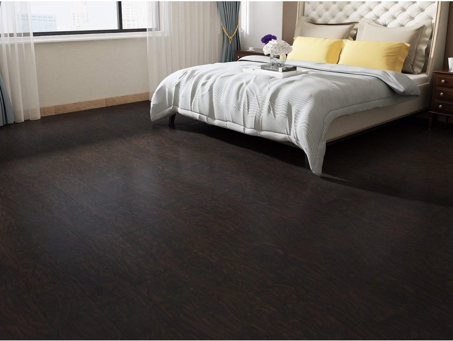 Amazon Com Misc Finish Wpc Vinyl Plank Flooring 33 64 Sq Ft Carton Brown Plastic Home Kitchen