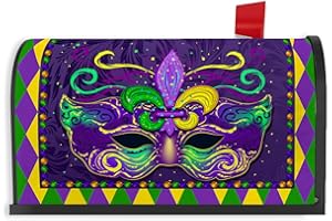 YARCOOLY Mardi Gras Mailbox Cover New Orleans Brazi Carnival Letterbox Covers Fat Tuesday Decor Mardi Gras Decorations for Outdoor Garden Yard Mailbox