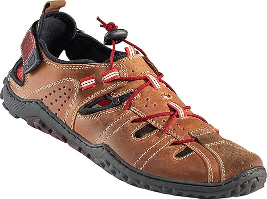 Nordcap Trekkingsandalen/Herren Ledersandalen, Wander- und Outdoor-Sandalen mit regulierbaren Schnürsenkel, Klettverschluss u