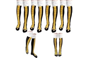 Niurewan 4 Pair Chicken Leg Socks,25.6 Inch Chicken Feet Over The Knee Socks,Crazy Funny Chicken Socks for Women,Men,Gifts