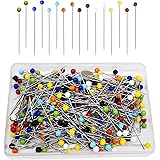 Urmspst Sewing Pins, 250PCS Straight Pins 1.5 in Quilting Pins with Colored Ball Glass Head for Fabric, Jewelry DIY, Craft an