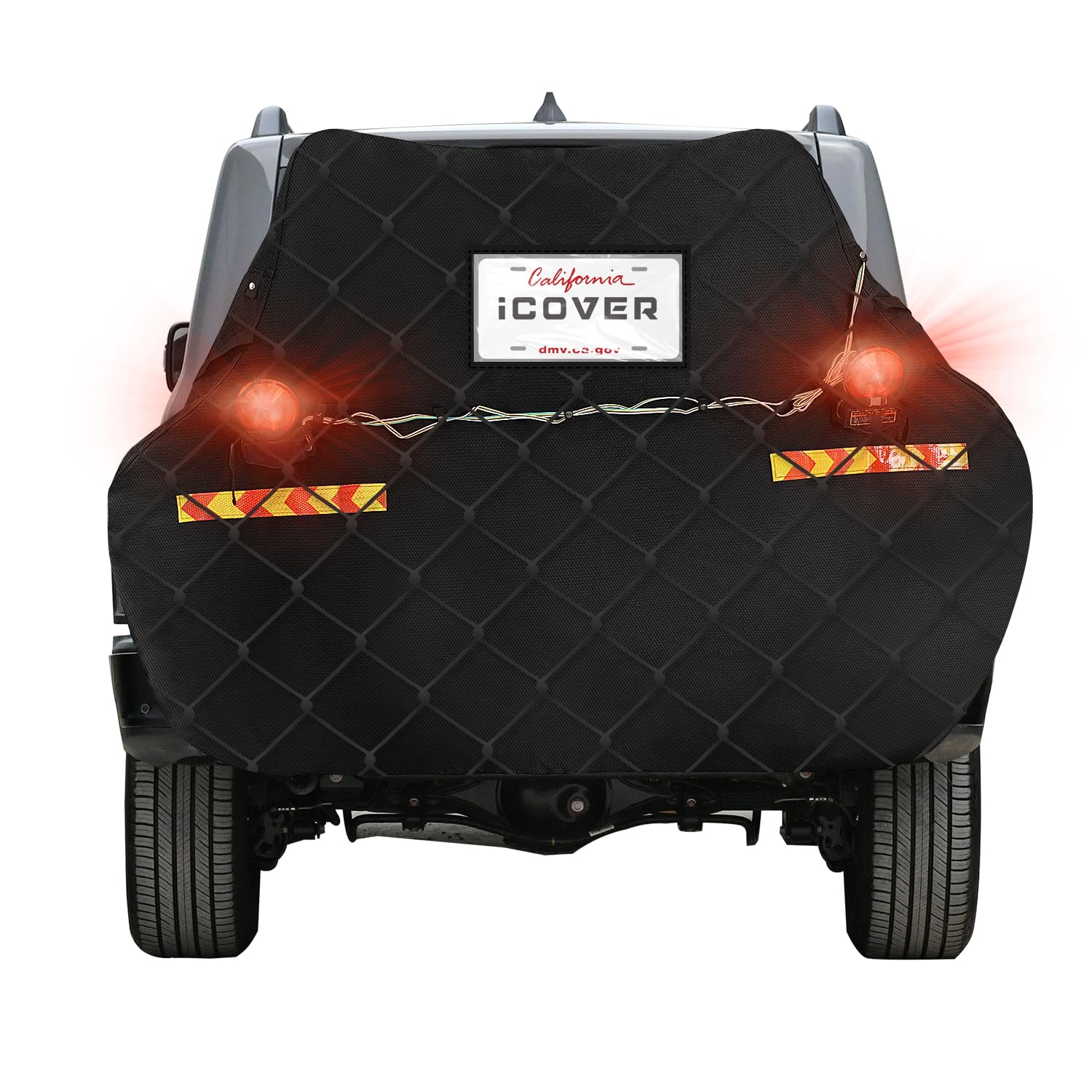 Photo 1 of iCOVER Bike Cover for Transport 2 Bike, 600D Heavy Duty Waterproof Bike Covers for Bikes on Car Rear, Outdoor Storage Bicycle Cover for Transport On Rack, with Magnetic Towing Light & Cargo Net