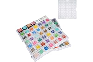 Sanfurney Mini Ink Pad Cube Caddy Tray Mini Size Stamp Pad Storage Tray Stackable Ink Pad Organizer Holder Tray, 1 Tray 49 Grids, Set of 2 Trays 98 Grids