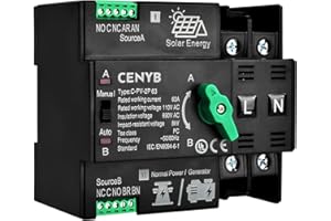 CENYB PV - Dedicated Automatic/Manual Transfer Switch Mini ATS Solar Auto Dual Power Switch 2P 63A AC110V Uninterrupted Power Supply DIN Rail Mount Toggle Changeover Module