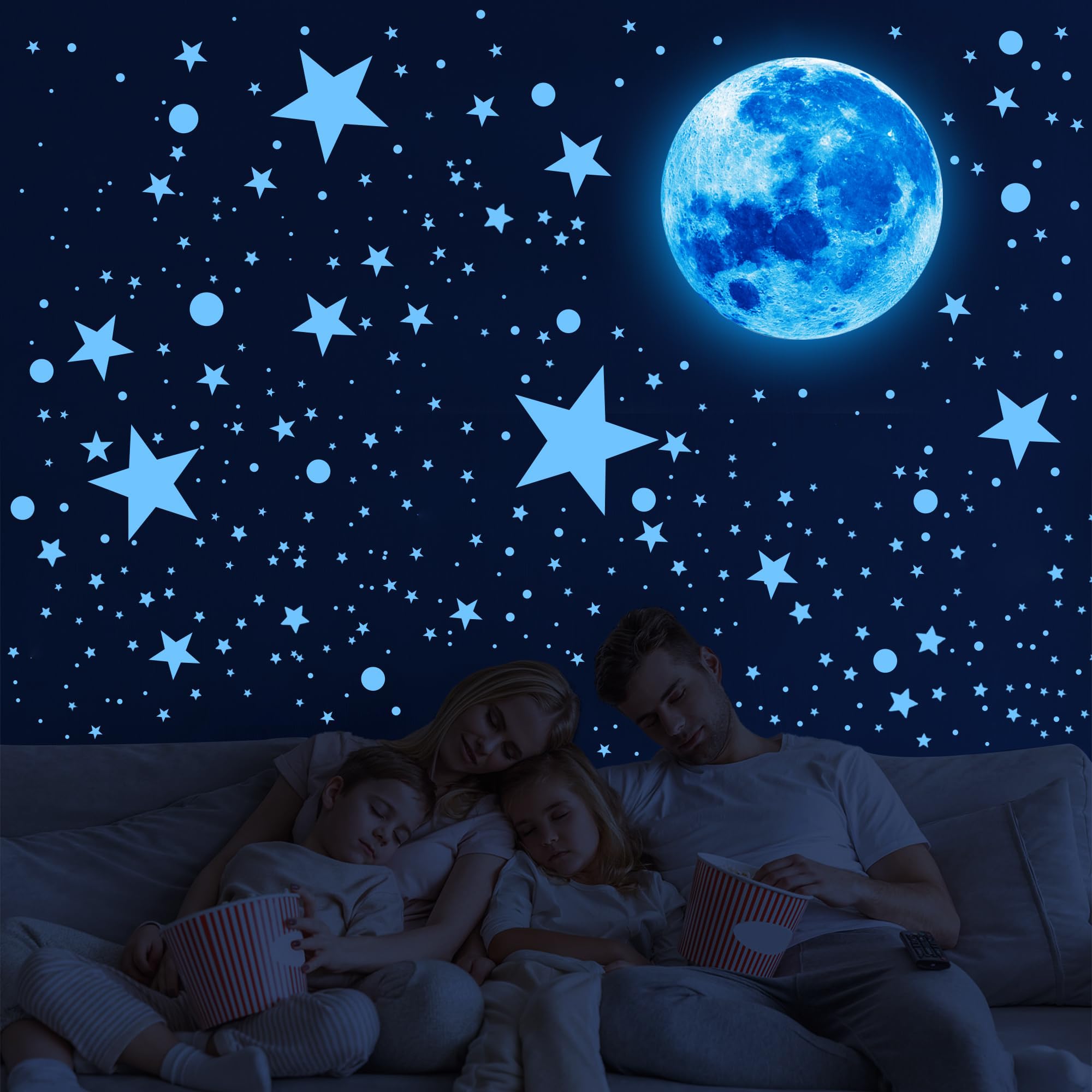 492Pcs Glow in The Dark Stars for Ceiling Moon and Space Wall Decals Glowing Galaxy Universe Planet Wall Stickers Kids Boys Bedroom Living Room Decor