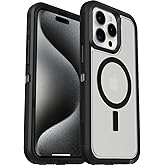 OtterBox iPhone 15 Pro MAX (Only) Defender Series XT Clear Case - DARK SIDE (Black/Clear), screenless, rugged , snaps to MagSafe, lanyard attachment (ships in polybag, ideal for business customers)
