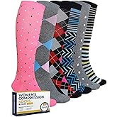 Pembrook Light Compression Socks for Women - 6 Pairs | 8-15 mmHg Cotton Compression Socks Women | Circulation Support