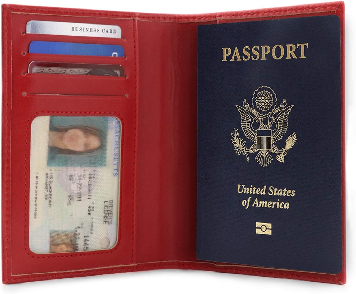 Otto Angelino Leather Passport Wallet - RFID Blocking - Unisex, Red