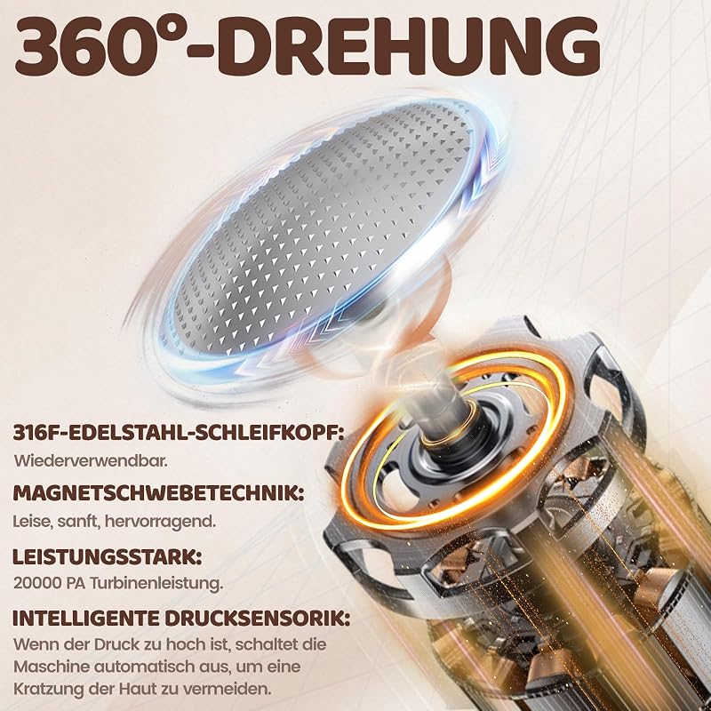 Hornhautentferner Elektrisch, Hornhaut Entfernen Fuß Elektrisch mit 2 Edelstahl-Schleifköpfen, Pediküre Set – zur Entfernung von Rissen, toter Haut & Hornhaut (Schwarz)