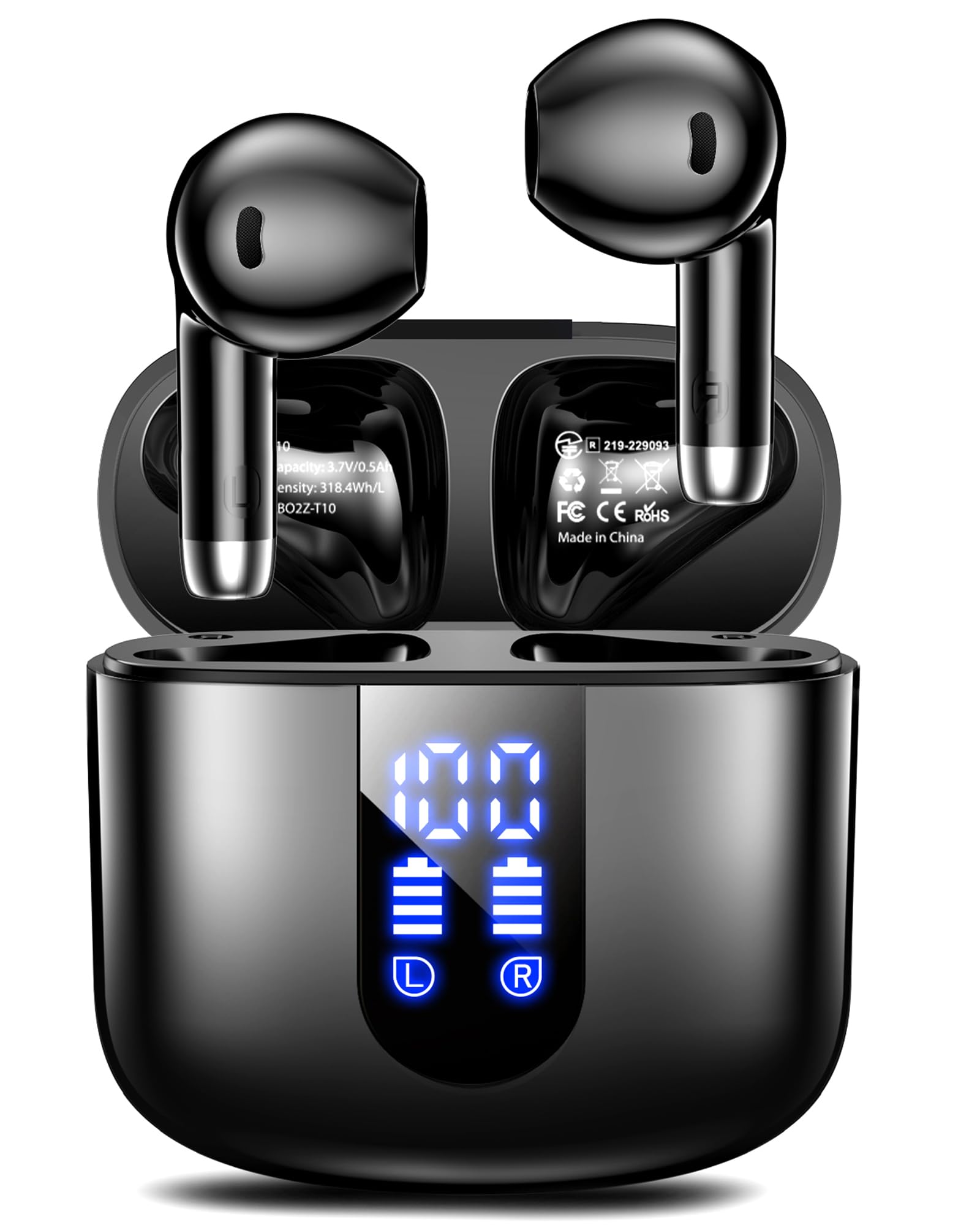 Photo 1 of Wireless Earbuds, Bluetooth Headphones with Deep Bass Stereo, 48H Playback Ear Buds with LED Power Display, Lightweight, IPX7, in-Ear Earphones with Mic for iPhone/Android/iPad, Black