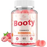 Glorithiventa Booty Gummies for Women - BBL Gummies with Creatine Monohydrate, Milk Thistle, Vitamins D3 &amp; Herbal Blend - Zero Sugar, Vegan, Peach Flavor, 60 Counts