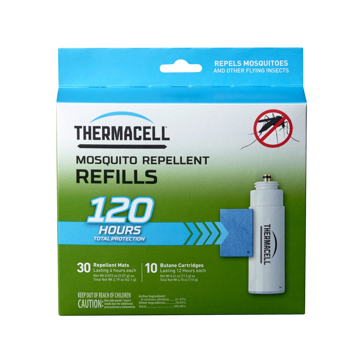Mosquito Repeller Refill 120 Hr Mega Pack 30 Repellent Mats & 10 Fuel