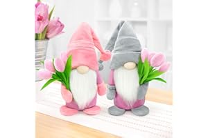 NDENO 2PCS 15 inches Mother's Day Gnome Plush Decorations Gifts, Handmade Scandinavian Tomte Table Toppers - Girlfriend Wife Grandmother MOM Home Tabletop Elf Gnomes Decor Ornaments (Mother's Day), White
