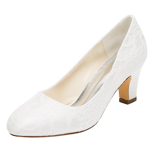 Emily Bridal Brautschuhe Damen Seide wie Satin Stöckel Absatz geschlossene Zehe Pumps