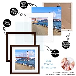 9x9 inch Wood Picture Frame for Wall Hanging or