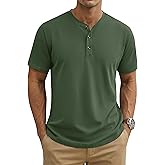 MAGNIVIT Mens Henley Shirts Short Sleeve Cotton Casual Summer Basic T-Shirts 3 Button Solid Collarless Shirts for Work