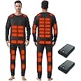 Foern Men's Heated Thermal Underwear, Winter Base Layer with 2Pcs 16000mah Quickly Charging Batteries
