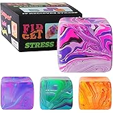 4Pack Fidget Toys Mini Squishy Stress Cube, Stress Balls for Kids, Adults Squishies Anxiety Stress Relief, Ice Squishy Cube Sugar Balls, Sensory Toys for Kids with Autism, Fidgets for Classroom Prize