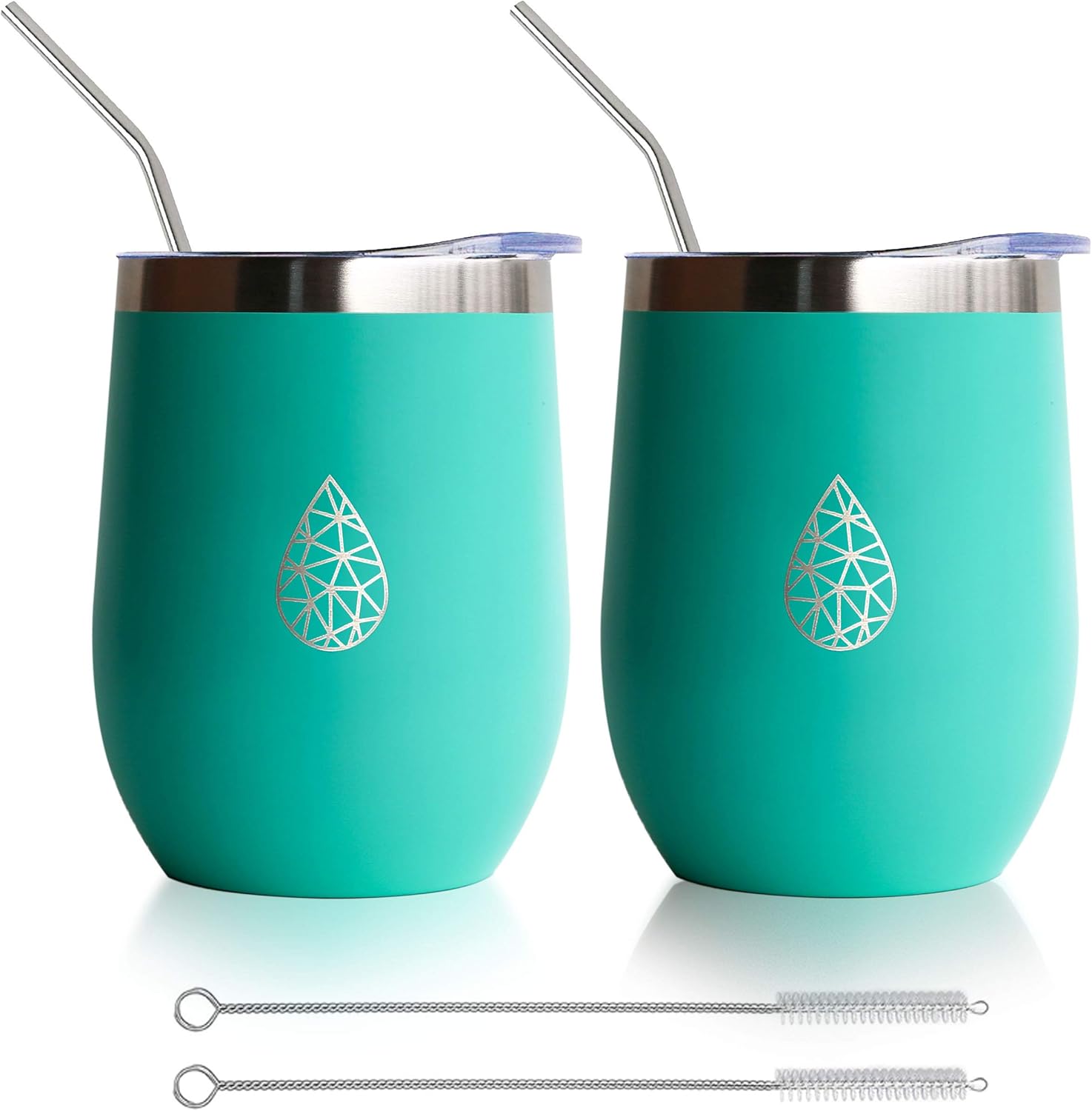 12oz Insulated Wine Tumbler With Lid and Straw Set 2