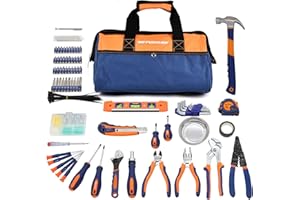 GETUHAND 188-Piece Household Tool Kit,General Home Repair Hand Tool Set with 14-Inch Large Mouth Opening Tool Bag, Home Essen