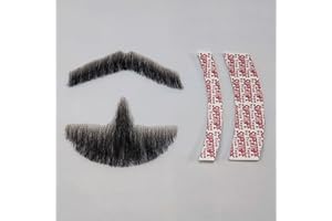 Fake Mustache and Beard for Men - Handtied Facial Hair, Adults Lace Makeup, Sticker Attached for Easy Application T02