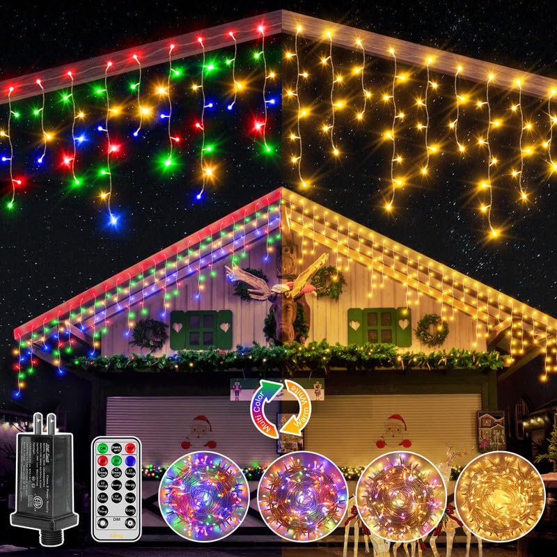 Photo 1 of ** NO PLUG**
Ollny Icicle Lights for Outside 306LED 25FT, Color Changing Christmas Light with Remote 11 Modes Timers Waterproof, Plug in Connectable Hanging Lights for Outdoor Indoor House Roof Holiday