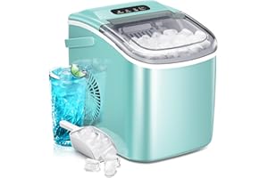AGLUCKY Ice Makers Countertop,Portable Ice Maker Machine with Handle,Self-Cleaning Ice Maker, 26Lbs/24H, 9 Ice Cubes Ready in 8 Mins, for Home/Office/Kitchen (Green)