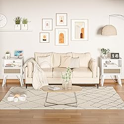 Lerliuo Rattan Nightstand with Charging