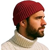 Comhats M/L/XL/XXL Short Fisherman Beanies Hat Knit Trawler Winter Fall Spring Hat Light Warmth Skull Cap for Men Women