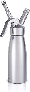 Arendo - Edelstahl Sahnespender 500ml – Sahnesyphon Aluminium - 3 Edelstahldüsen – Gaskapselhalter Kartuschenhalter Patrone – für N20 Gaskartuschen - Schlagsahnebereiter – Schlagsahne und Desserts