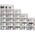 DYRABREST 24-Pack Clear Plastic Shoe Storage Boxes,Stackable & Foldable Clamshell Shoe Rack Shoe Container Bin Holder for Closet, Entryway