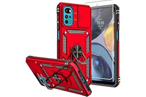 SKMY SMKY for Moto G Play 2024 Case,with Screen Protectors and Camera Cover,[Military Grade] 16ft.Drop Tested with Magnetic Kickstand Protective Case for Motorola G Play 4G 2024 6.5 inch, Red
