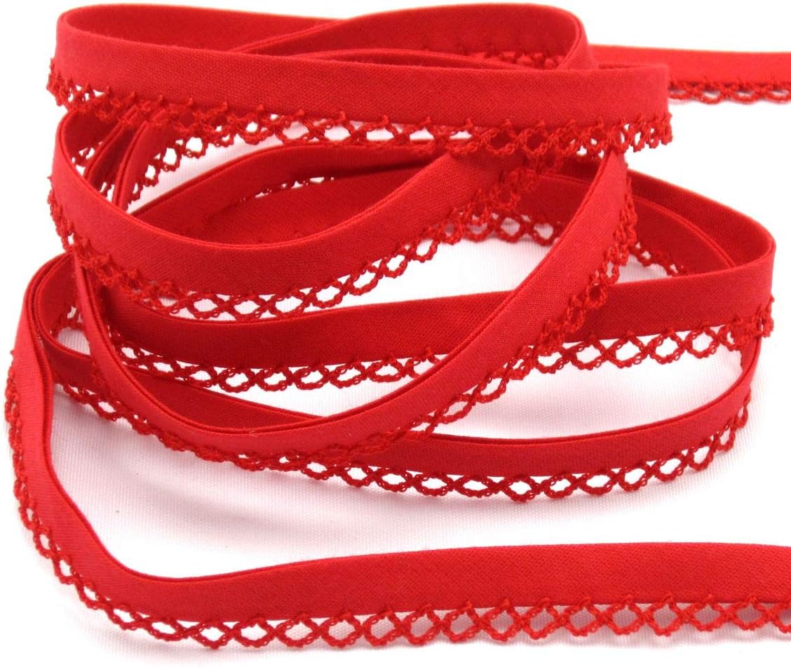 Red Lace Edged Double Fold Bias on a 3m Length (N.B. This is a Cut from a roll)