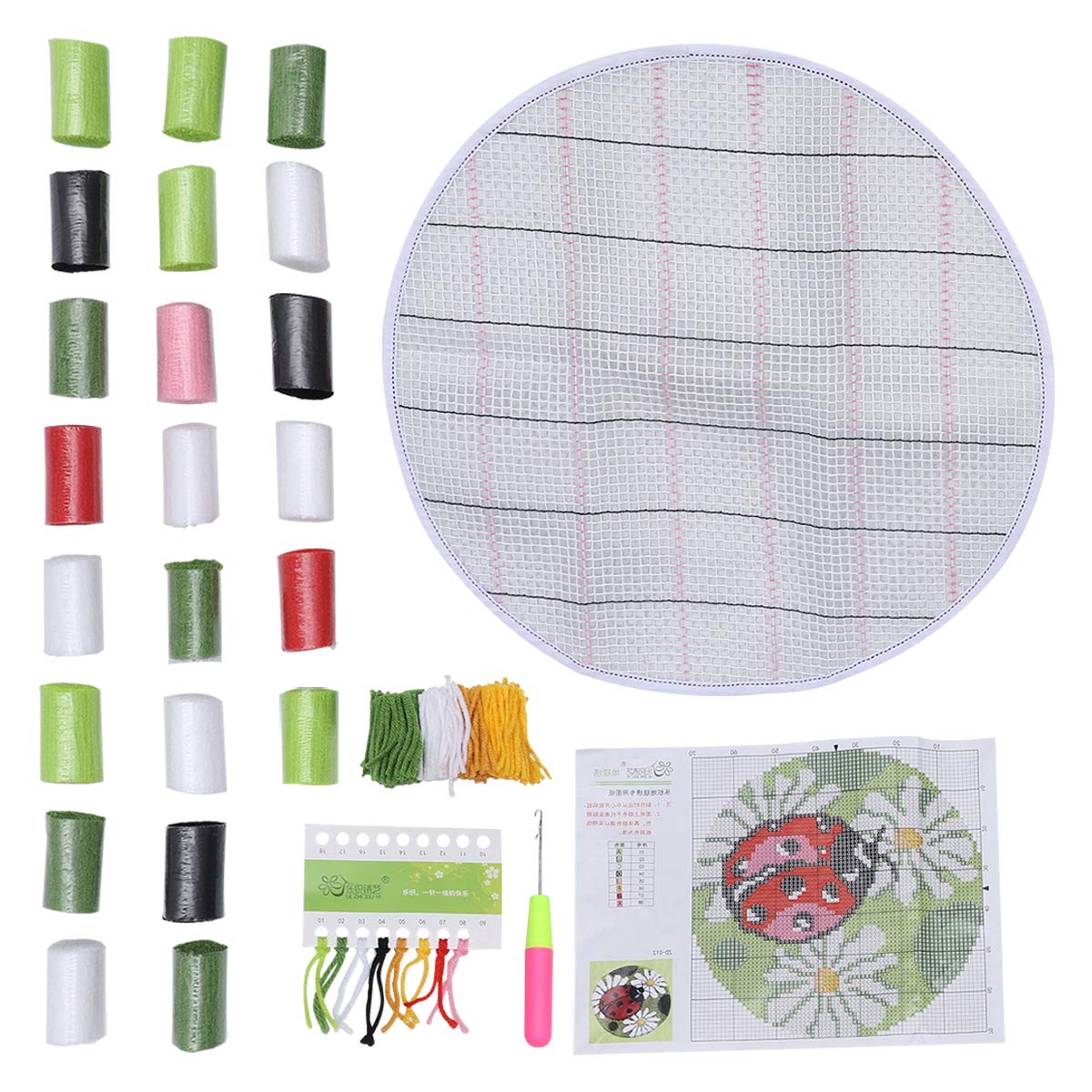 Latch Hook Kit DIY Rug Crochet Yarn Embroidered Material Animal Ladybug Needlework Latch Hook Cushion Set Art Craft Supplies Making