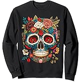 Beautiful Floral Decoration Sugar Skull Dia De Los Muertos Sweatshirt