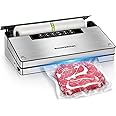 Bonsenkitchen Vacuum Sealer Machine, Powerful Stainless Steel Food Sealer with 5 Modes, Built-in Cutter & Bag Storage,Globefish Technology for High-Speed Continuous Working, Include 1 Bag Roll