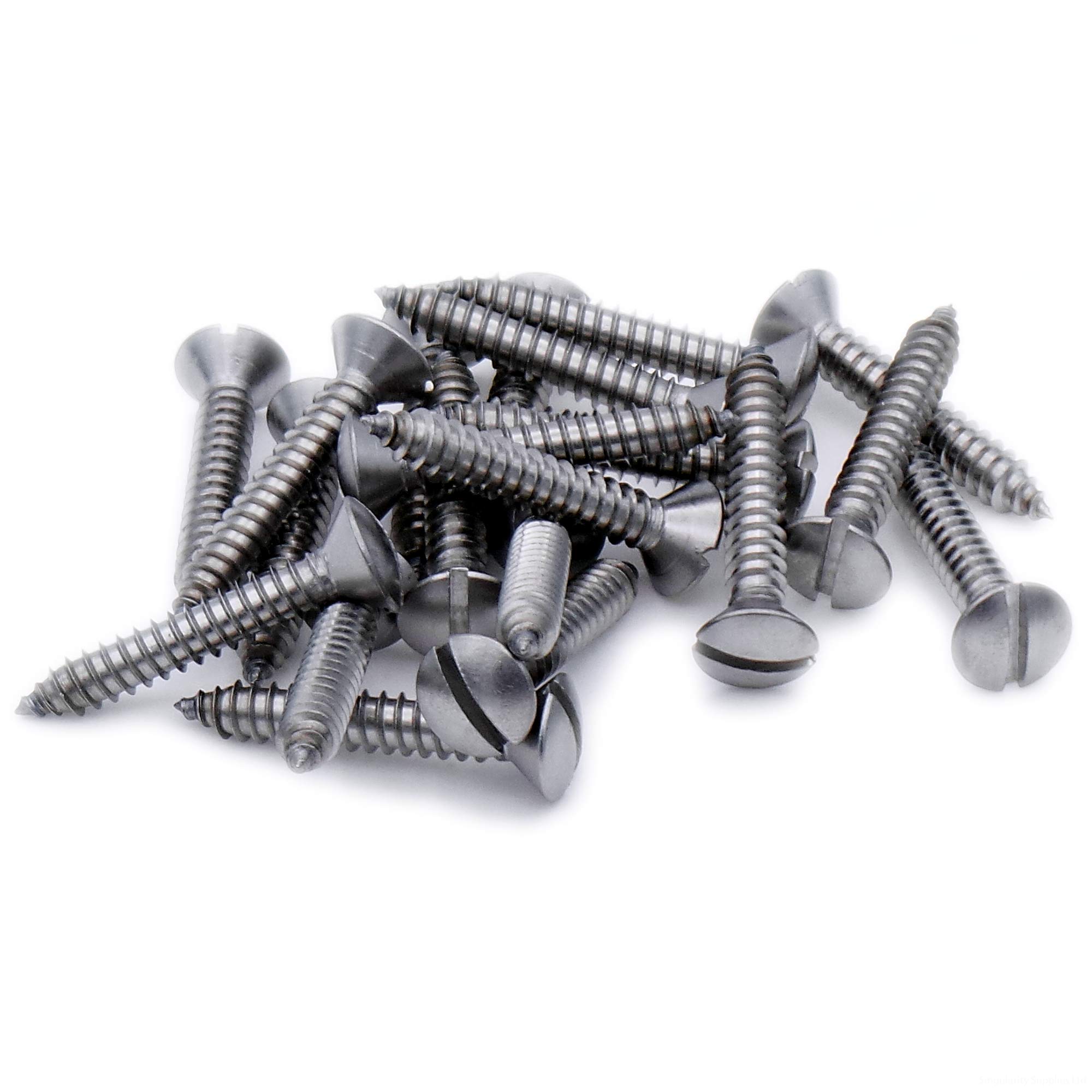 No.8 x 0.375 (4.2mm x 9.5mm) Slot Raised Countersunk Self-Tapping Screw - Stainless Steel (A2) (Pack of 20)