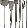 SDS Plus Hammer Drill Chisel Set, Rotary Hammer Bits Set Including Tile chisel, Grooving Chisel, Scrapping Chisel, Flat Chisel, Point Chisel, Scaling Chisel for Tile Masonry Concrete Brick Stone Work