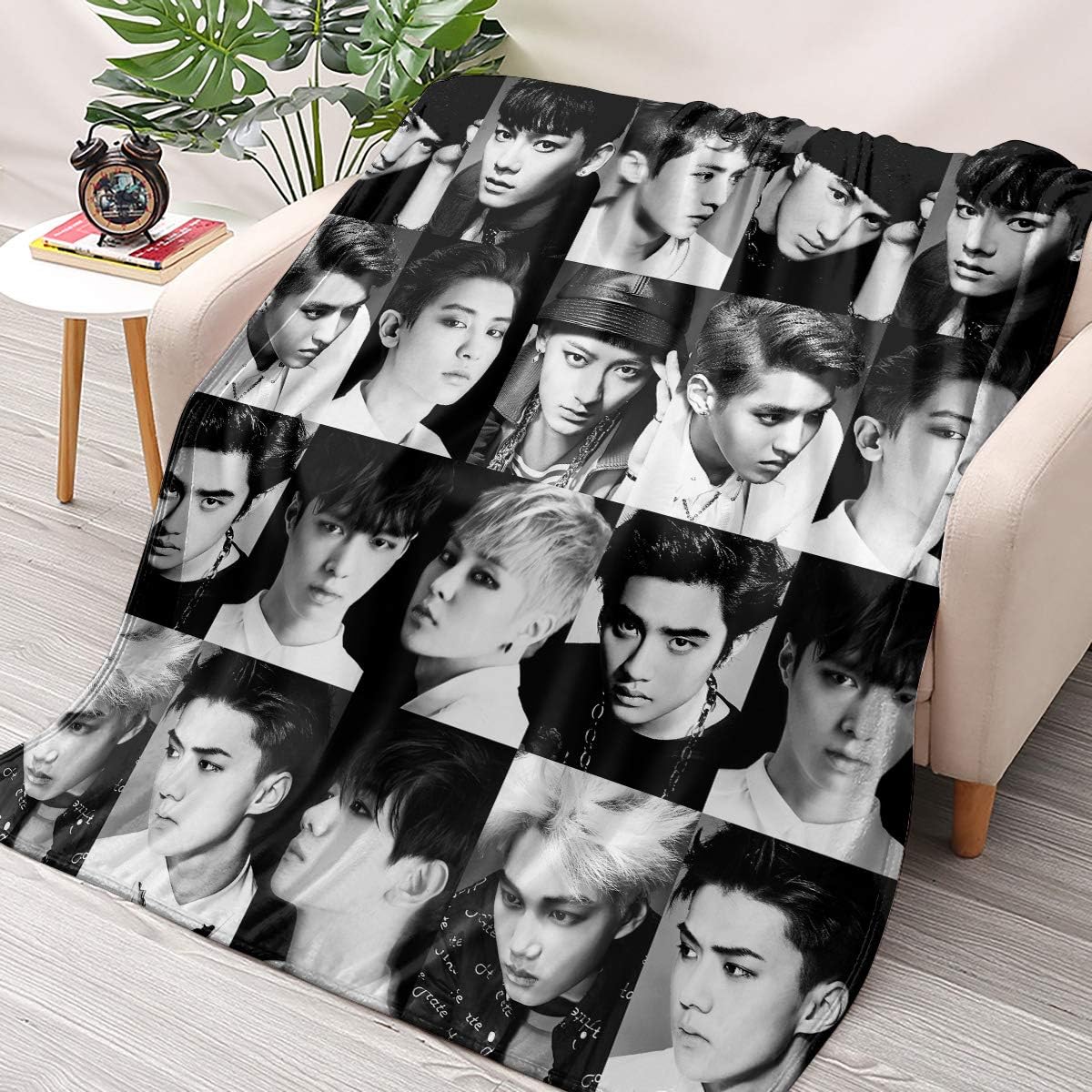 NBBZ Kpop EXO Flannel Throws Blankets Couch Sofa Fuzzy Blanket for Traveling Camping Home (70" x 90" / 180cm x 230cm)