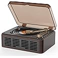 CD Player Portable with Bluetooth，Double HiFi Sound Speakers,Desktop CD Music Players,Support AUX/USB/Headphone Jack/Music Fiber Optics/FM Radio Boombox for Home,Office (Brown)