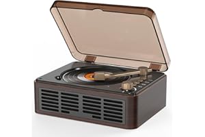 WSJSYH CD Player Portable with Bluetooth，Double HiFi Sound Speakers,Desktop CD Music Players,Support AUX/USB/Headphone Jack/Music Fiber Optics/FM Radio Boombox for Home,Office (Brown)