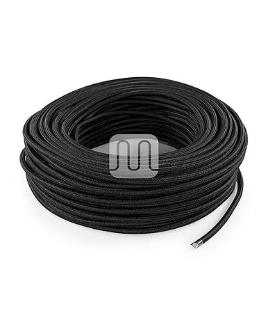 Textilkabel für Lampe 3 Meter 2 Adrig schwarz (2x0,75mm2) SuperFlex | Textilummanteltes Stoffkabel zum bau dekorativer Textil