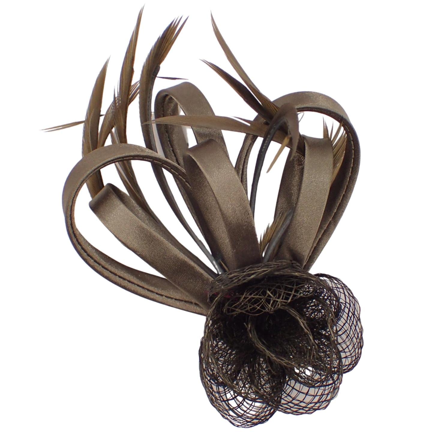 Topkids Accessories Mini Fascinator Hair Clips Small Fascinators Fascinator Flower Hair Clip Wedding Clip Royal Ascot Hat Wedding Corsage On Clip & Brooch Pin For Women, Ladies, Girls (Taupe)