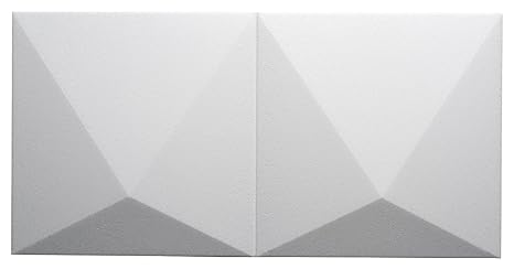 DECOSA Creativfliese Luxor - 3D Fliese in weiß für Wand oder Decke - 4 Packstück à 5 Fliesen 48 x 24 cm (= 2,32 qm)