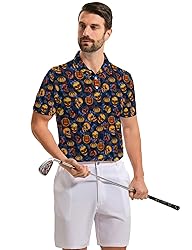 Xdceu Skull Golf Shirts for Men - Halloween