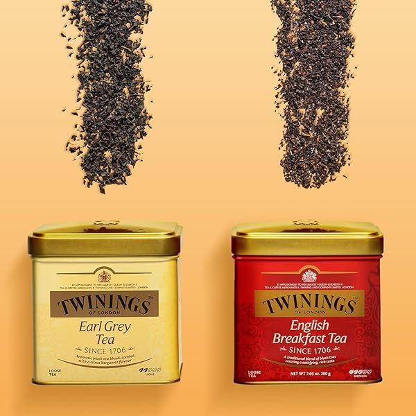 TWININGS EARL GREY LOOSE TEA TINS, 7.05 OUNCE TINS (PACK OF 1), SMOOTH, FLAVOURFUL, ROBUST BLACK TEA LEAVES, CAFFEINATED, ENJOY HOT OR ICED
