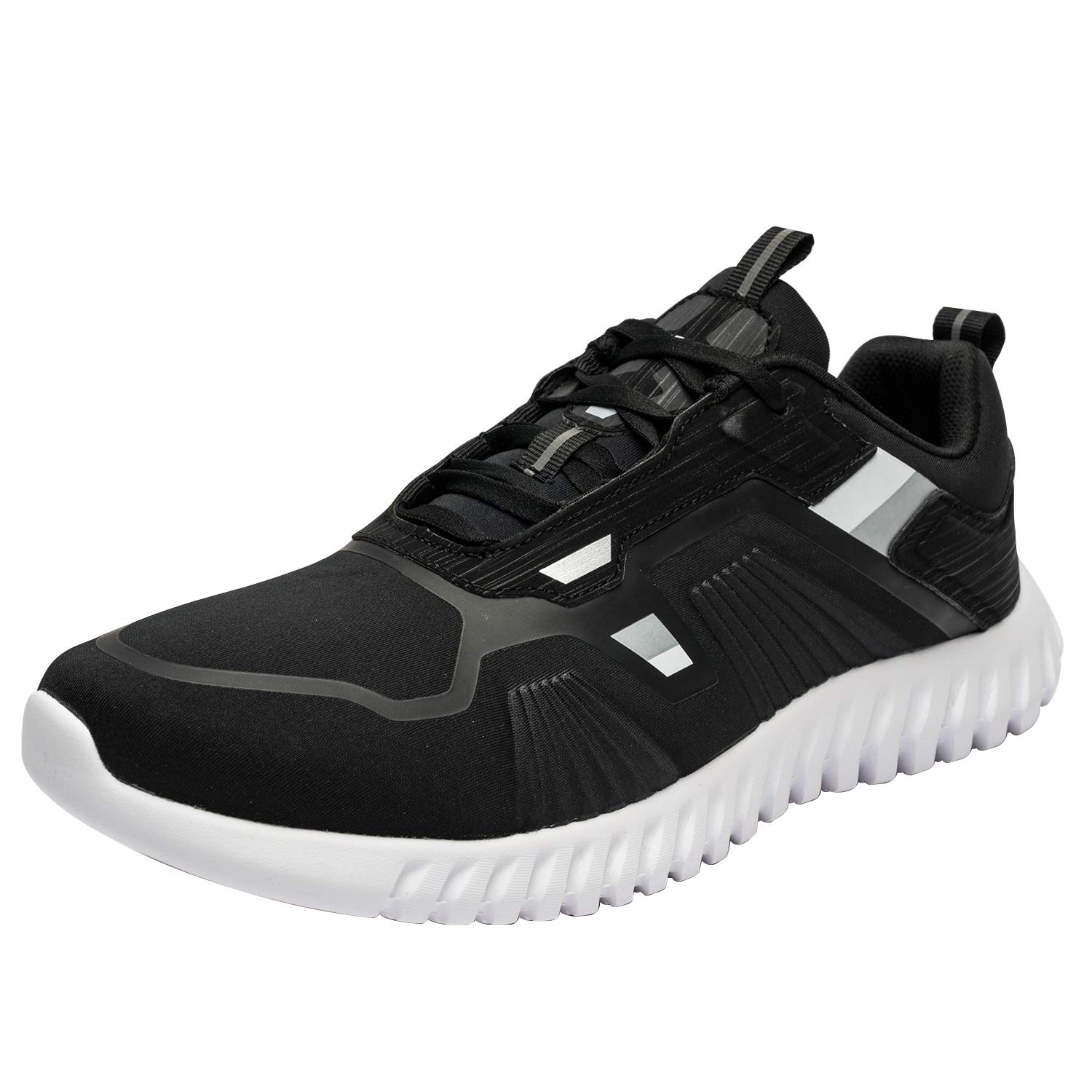 black leather running shoes mens